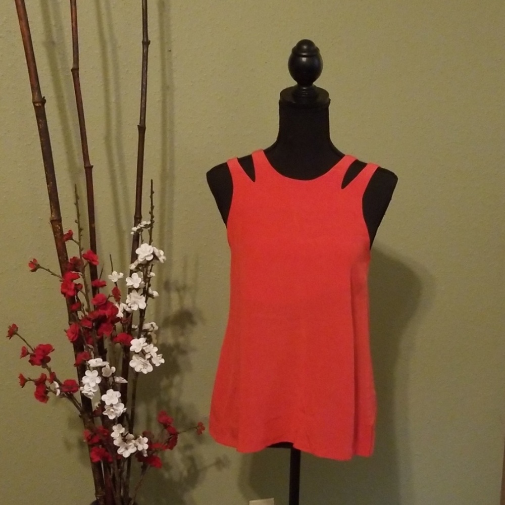 Red silky top with sexy back and cut outs